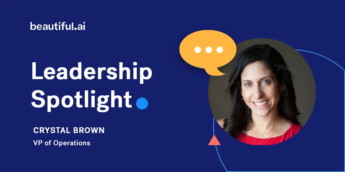 Beautiful.ai Leadership Spotlight graphic featuring Crystal Brown