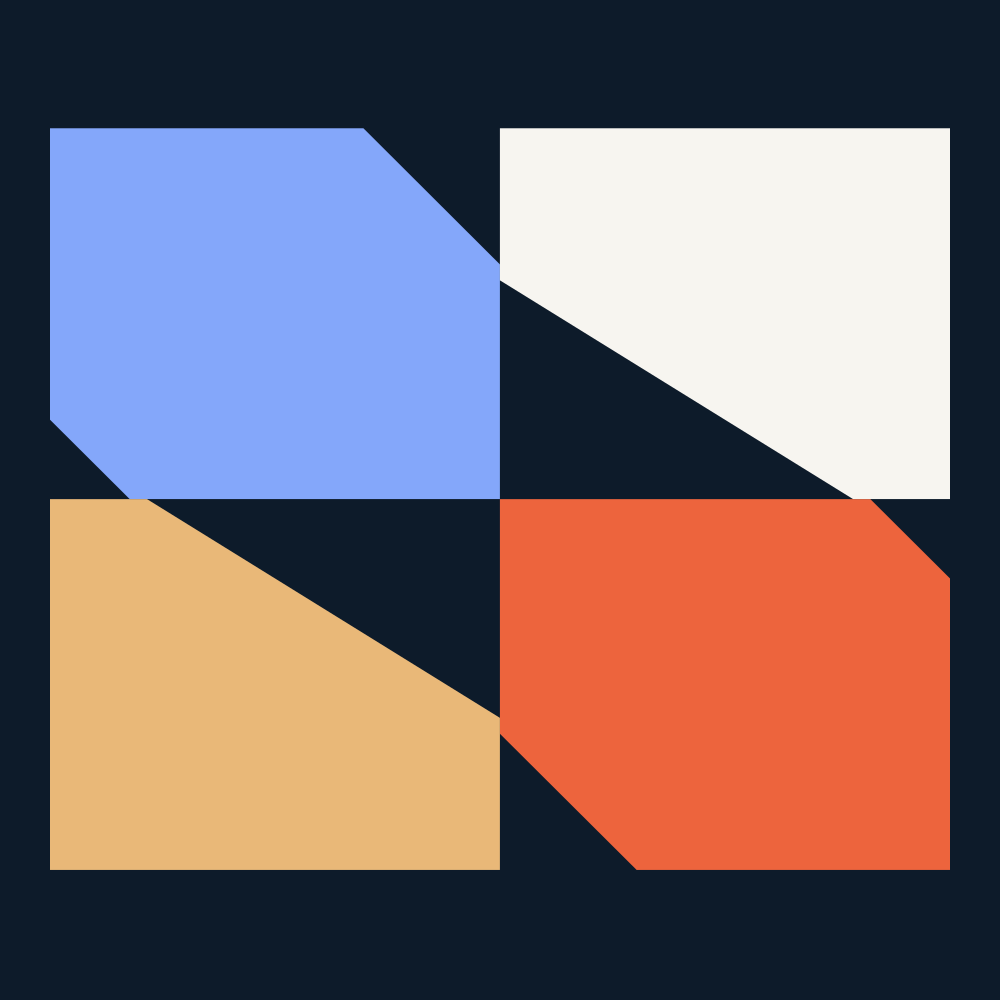 Cubist logomark - three interlocking cube faces in blue, orange and off-white