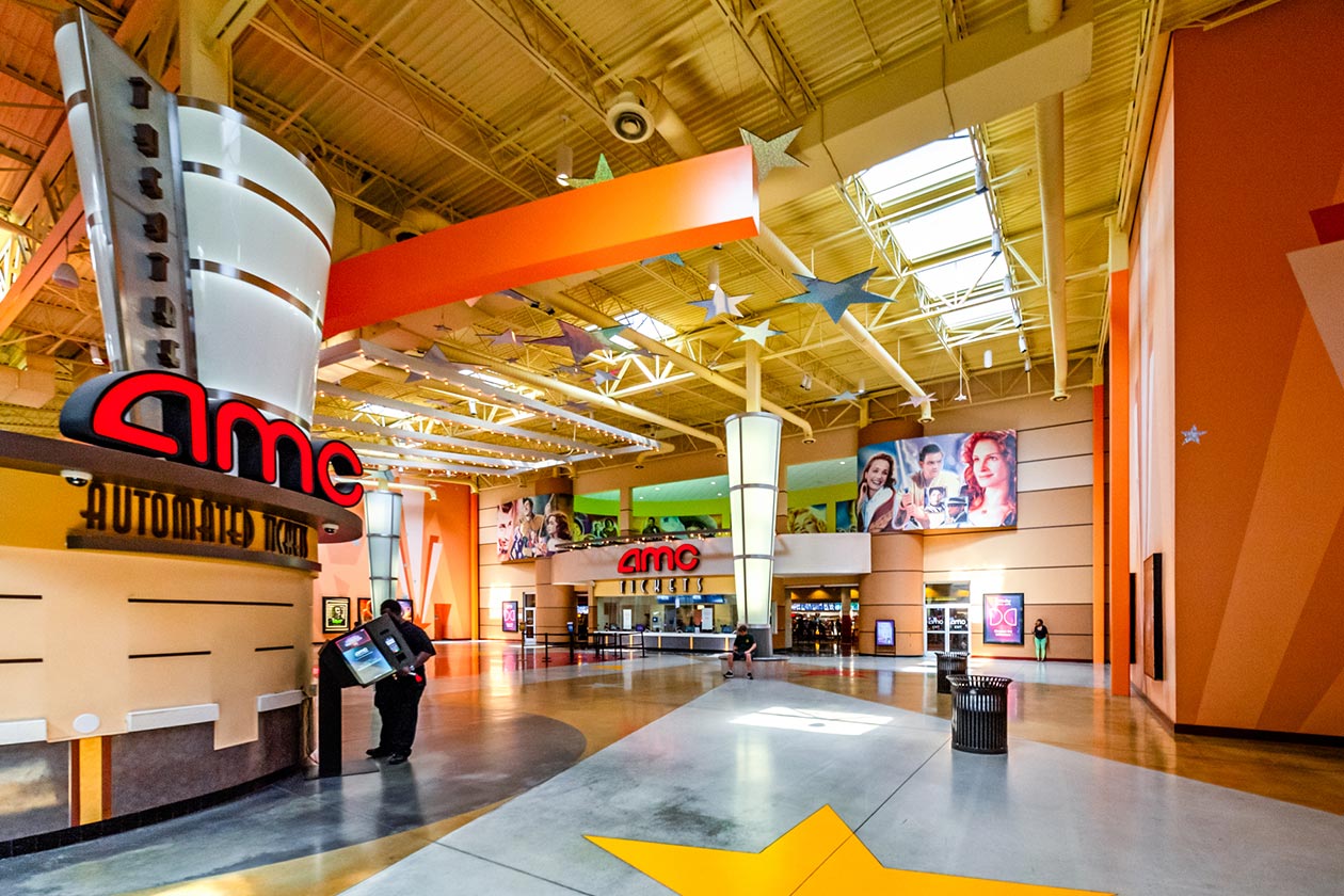 AMC cinema lobby inside Sugarloaf Mills shopping mall