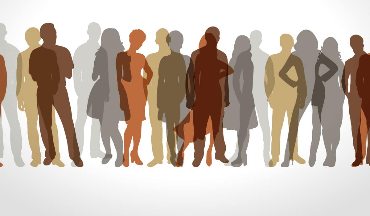 Overlapping silhouettes in varied earth tones representing a cross-cultural audience