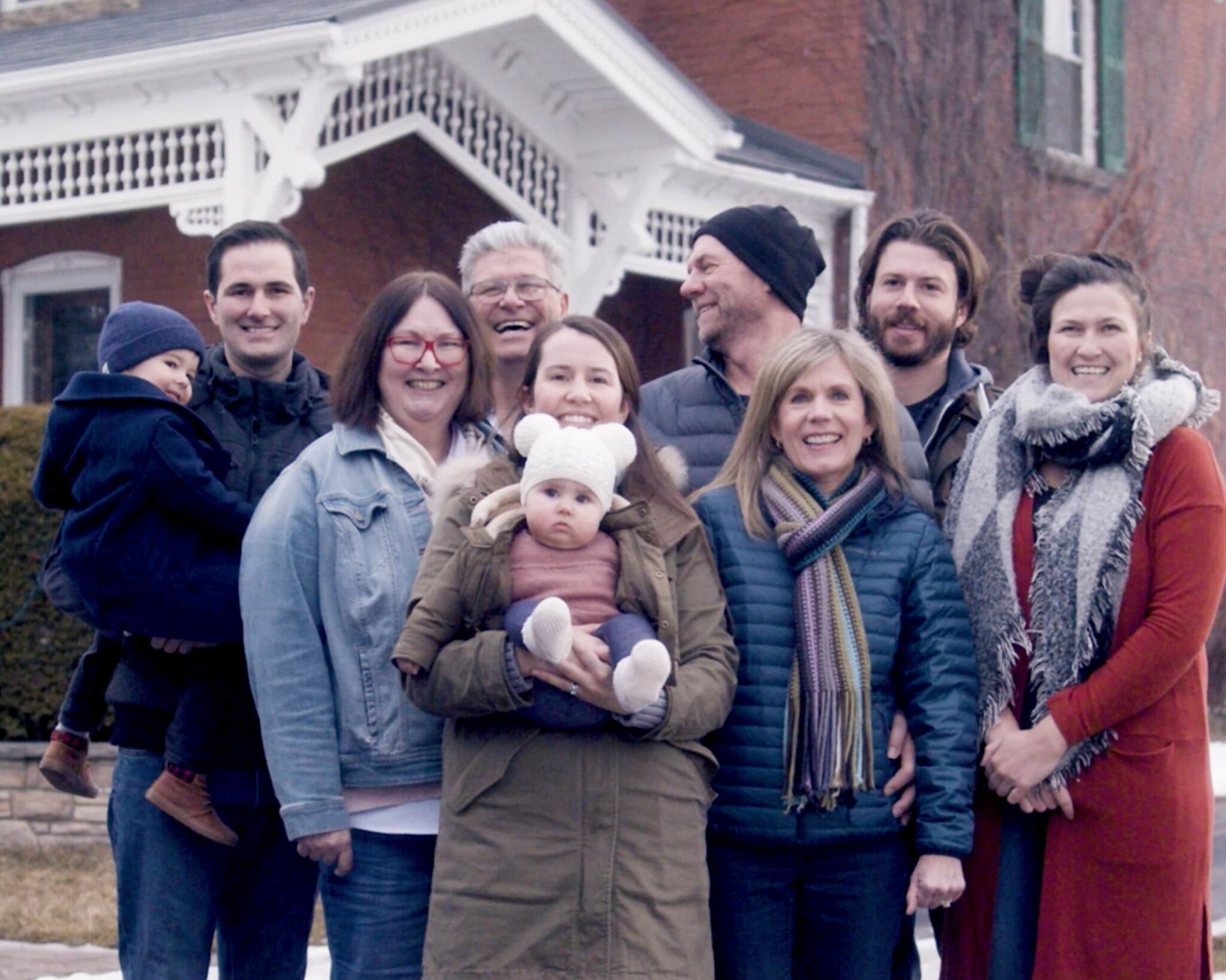 Members of the Armstrong dairy farm family standing together outdoors in Ontario