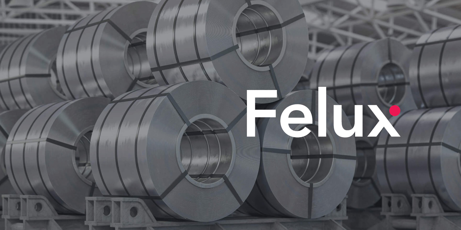 Felux press artwork showing strapped steel coils in a warehouse