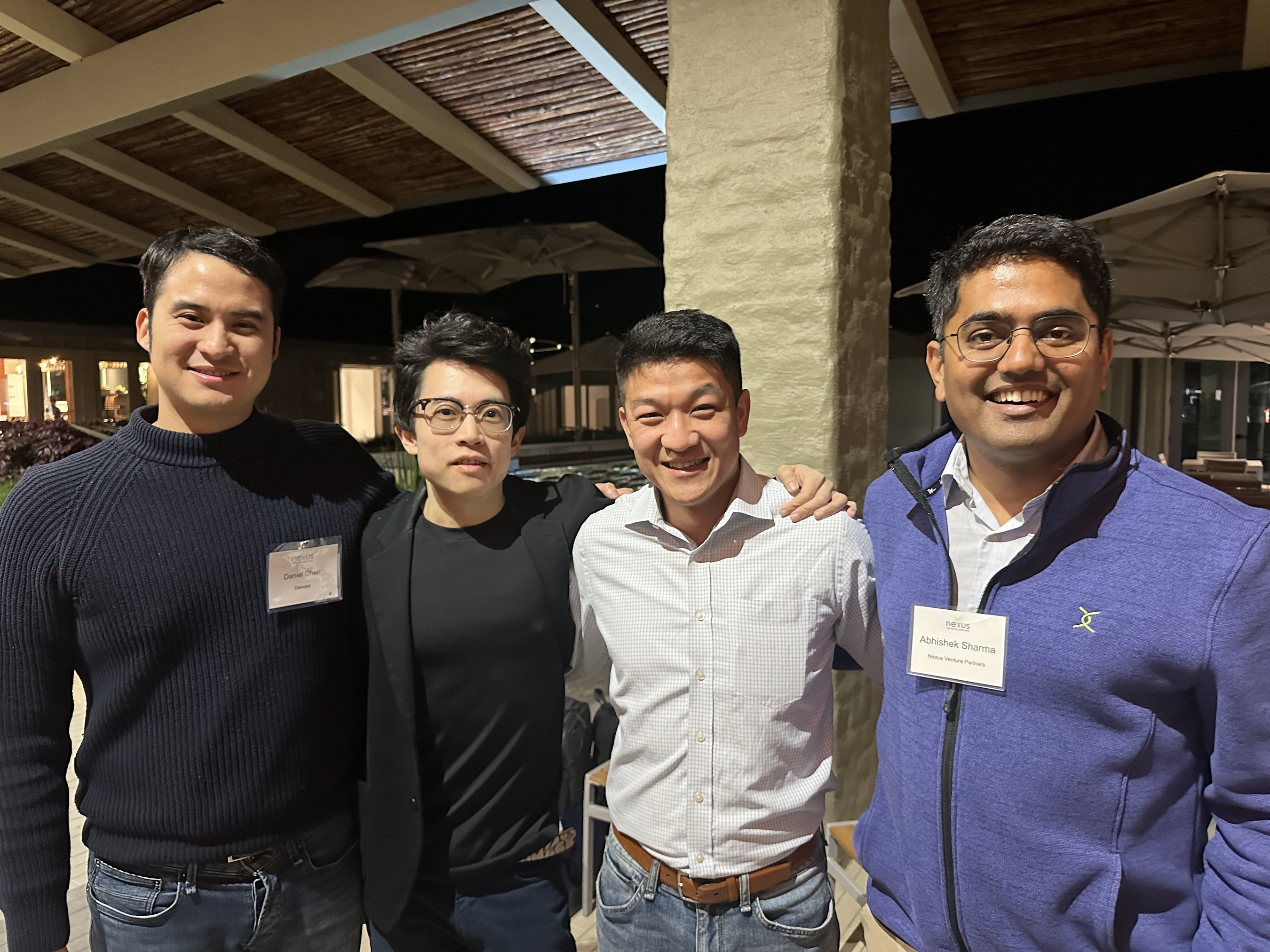 Daloopa co-founders Daniel Chen, Jeremy Huang and Thomas Li with investor Abhishek Sharma