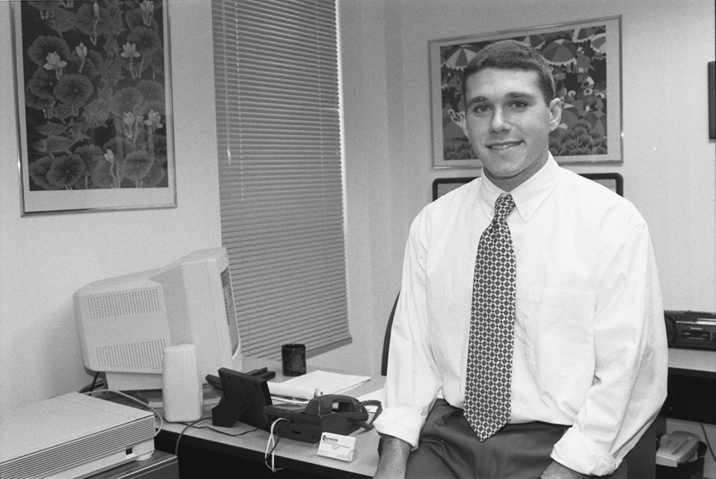 Daniel Cane working in the CourseInfo office as a Cornell undergraduate