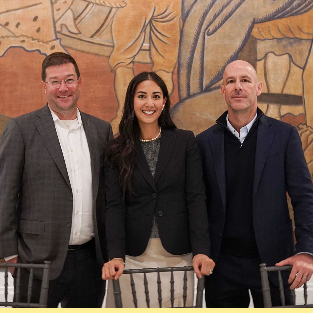 Daniel Collin, at right, with two other people in a photograph published in Monomoy’s leadership spotlight