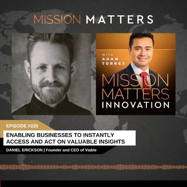 Mission Matters Innovation episode graphic featuring Daniel Erickson and host Adam Torres