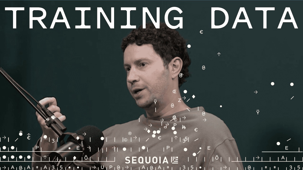 Daniel Nadler speaking into a microphone during a Sequoia Capital Training Data interview