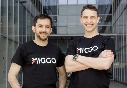 Miggo co-founders Itai Goldman, left, and Daniel Shechter, right, wearing company T-shirts