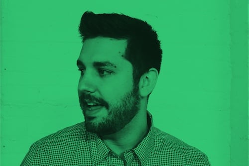 Daniel Zarick in a green-tinted photograph accompanying his 2017 interview