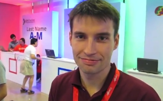 Danny Castonguay wearing a conference lanyard at the 2012 GDG Devfest in Makati
