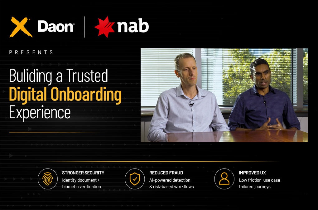 Promotional image for Daon’s digital onboarding conversation with National Australia Bank