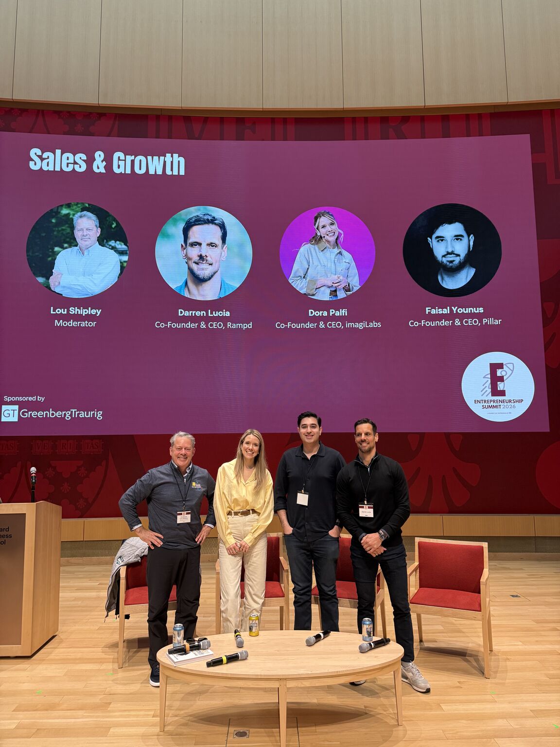 Darren Lucia with Lou Shipley, Dora Palfi and Faisal Younus after the Sales and Growth panel at Harvard Business School