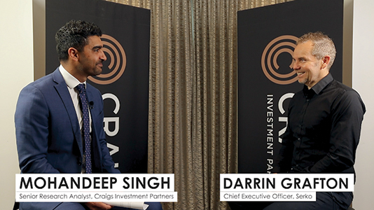 Mohandeep Singh, left, interviews Darrin Grafton, right, for Craigs Investment Partners