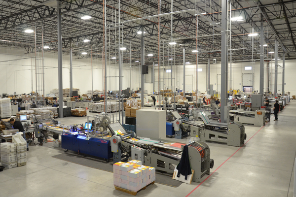 Printing and finishing equipment inside Darwill’s McCook production facility
