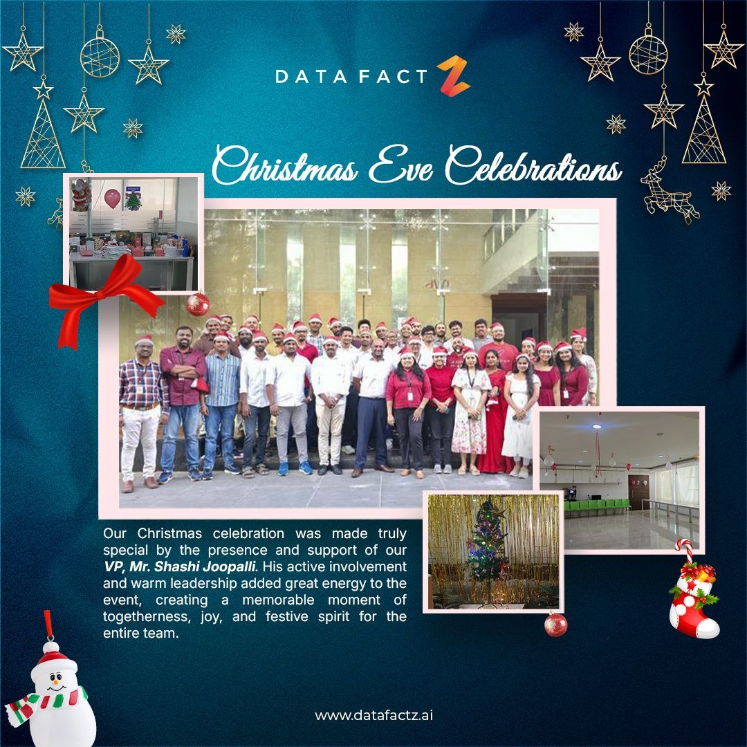 DataFactZ team members gathered for a Christmas celebration in a company photo collage