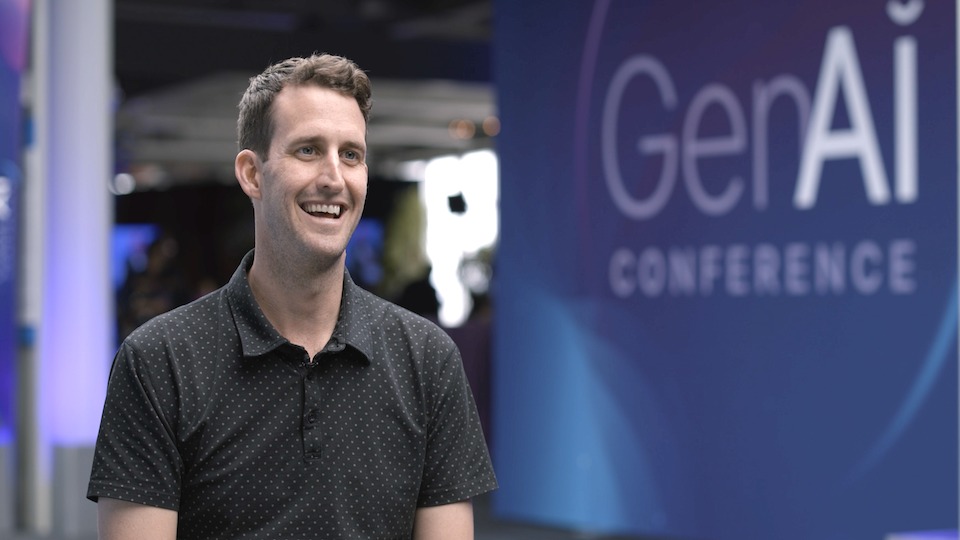 Dave Rogenmoser speaking at Jasper's 2023 Gen AI Conference