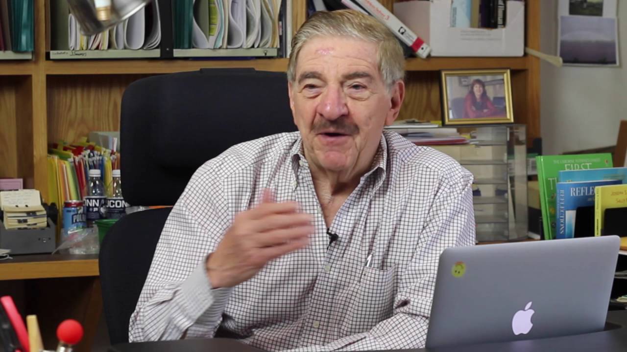 David Albert speaking from his study during a recorded interview