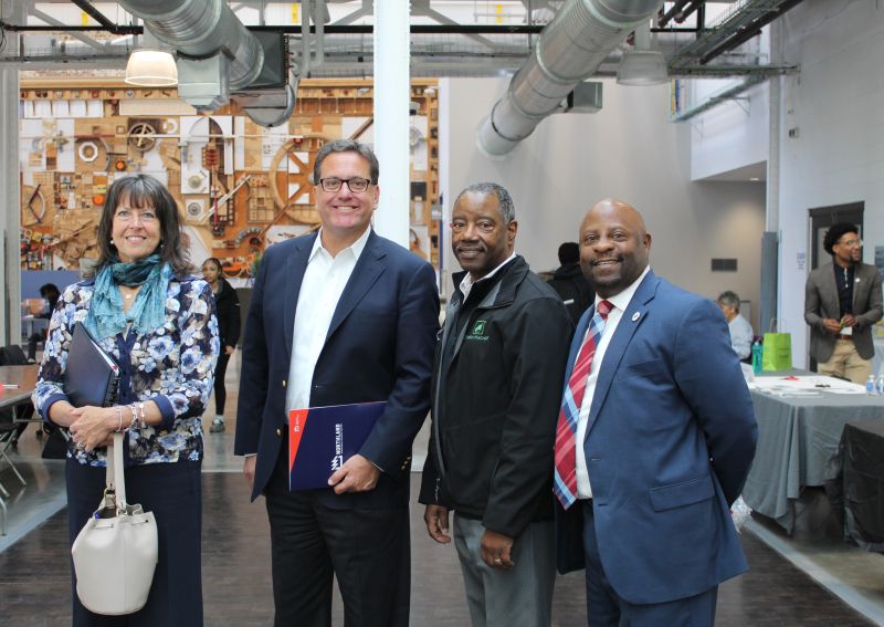 David Bauer, second from left, visiting Northland Workforce Training Center with Donna DeCarolis, Steve Finch and Stephen Tucker