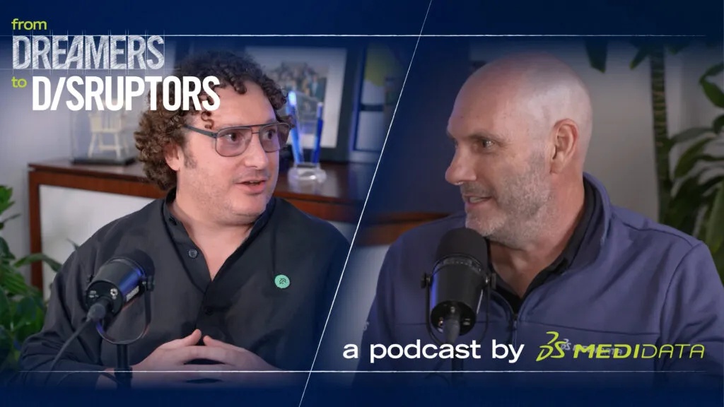 David Benshoof Klein, left, and Anthony Costello speaking into microphones during a recorded conversation