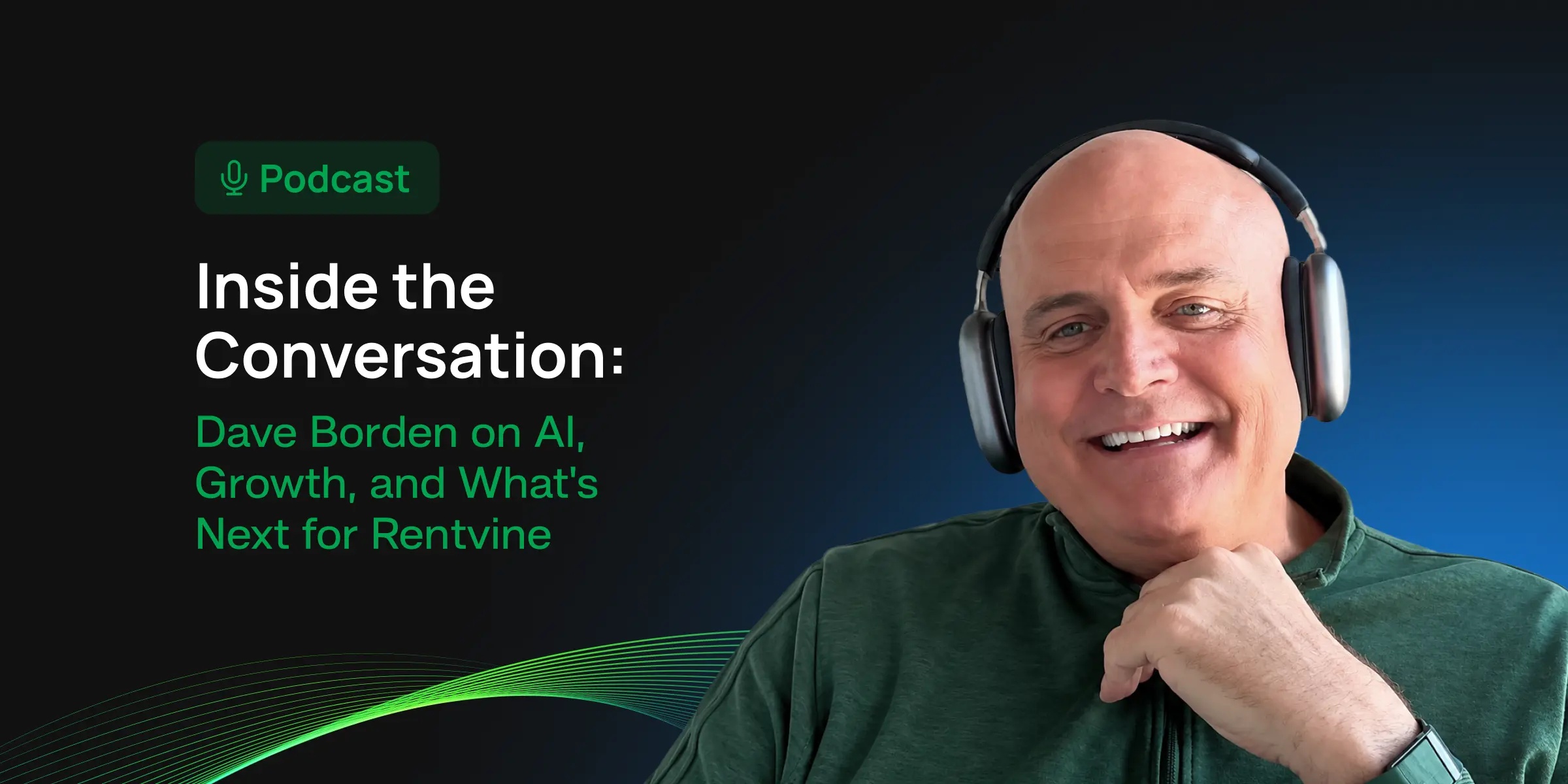 David Borden wearing headphones in Rentvine’s graphic for his conversation with Peter Lohmann