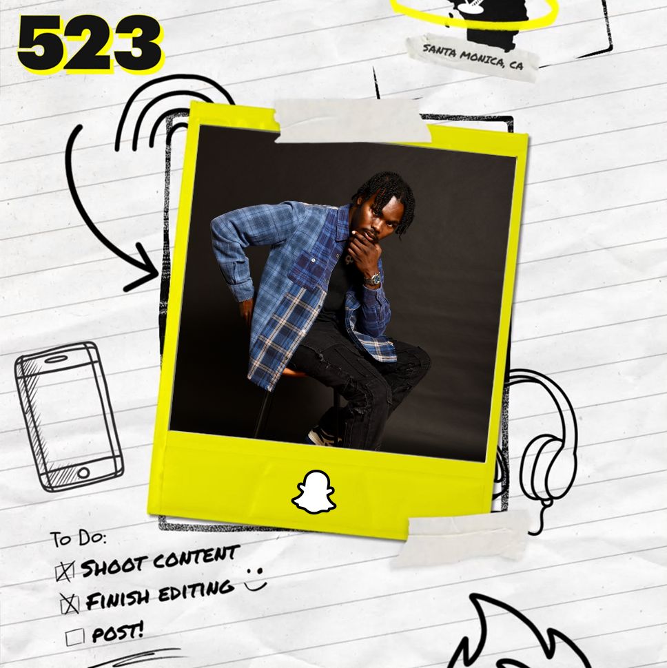 Snapchat 523 announcement artwork featuring David Bullock seated in a blue plaid jacket