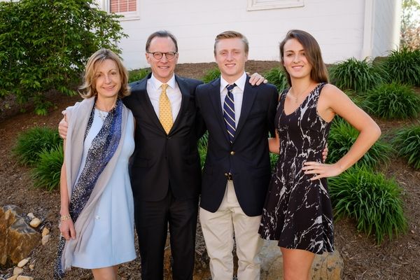 David Dupree with Marijke Jurgens-Dupree and their children Tayte and Miriam at Wake Forest in 2016
