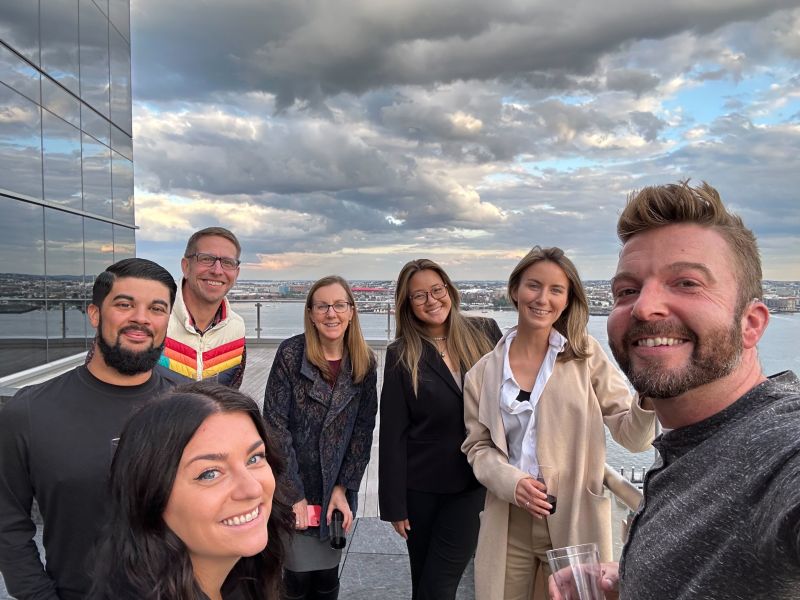 David Howell taking a rooftop group selfie with the ThreatX marketing team in Boston