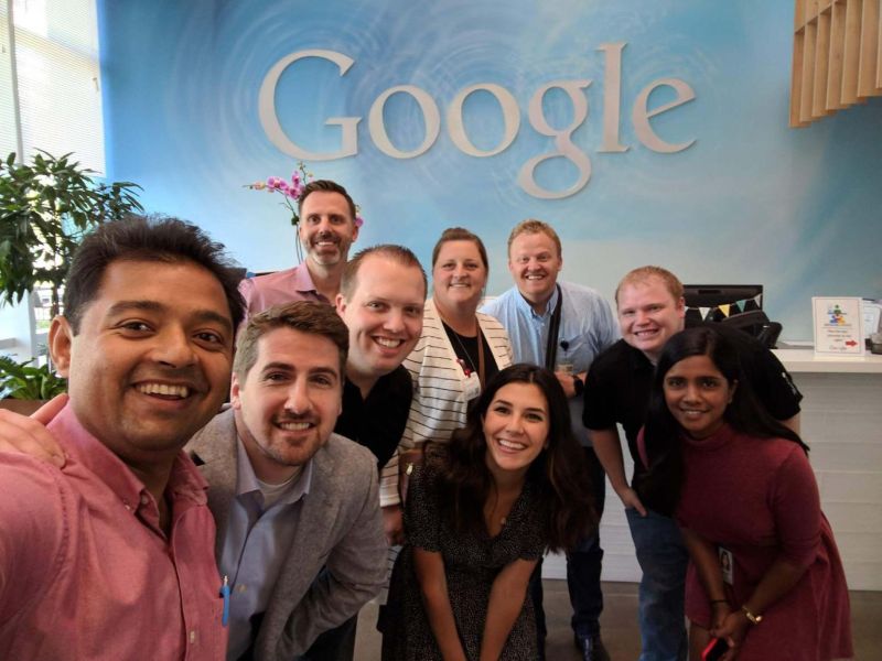David Mink, in the back row, with Avalaunch and Google colleagues during a Google visit