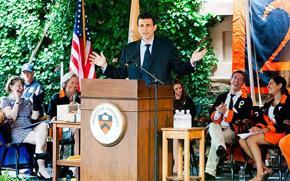 David Remnick speaking at a lectern during Princeton Class Day in 2013