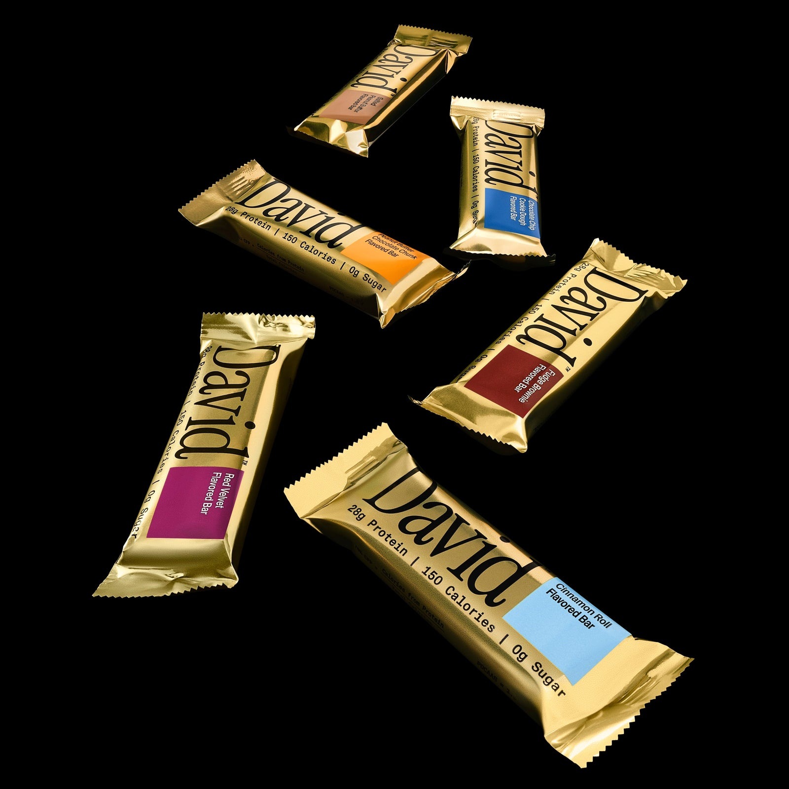 David Gold protein bars arranged in a studio product photograph
