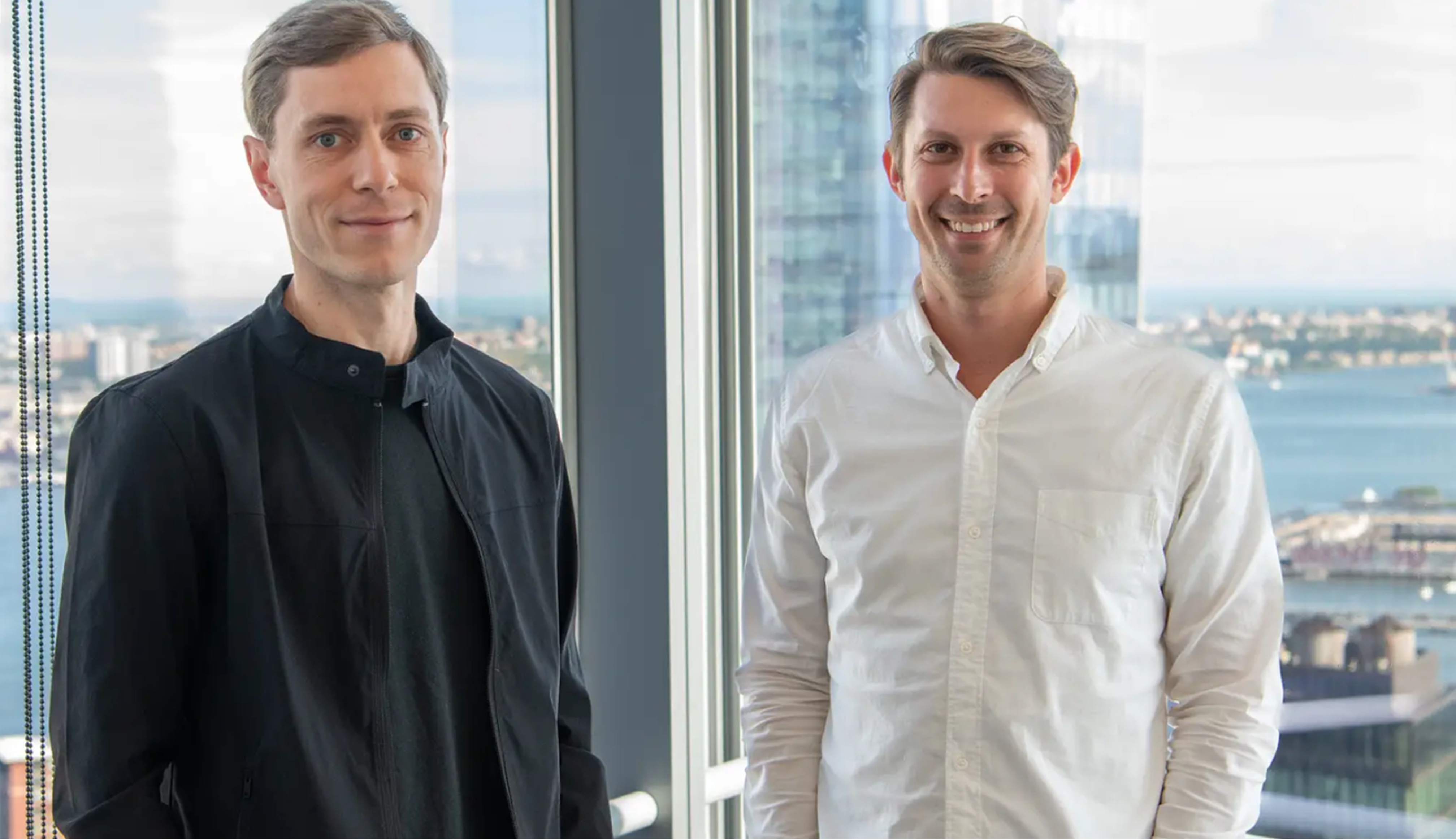 Spara co-founders David Walker on the left and Zander Pease on the right in an office overlooking New York