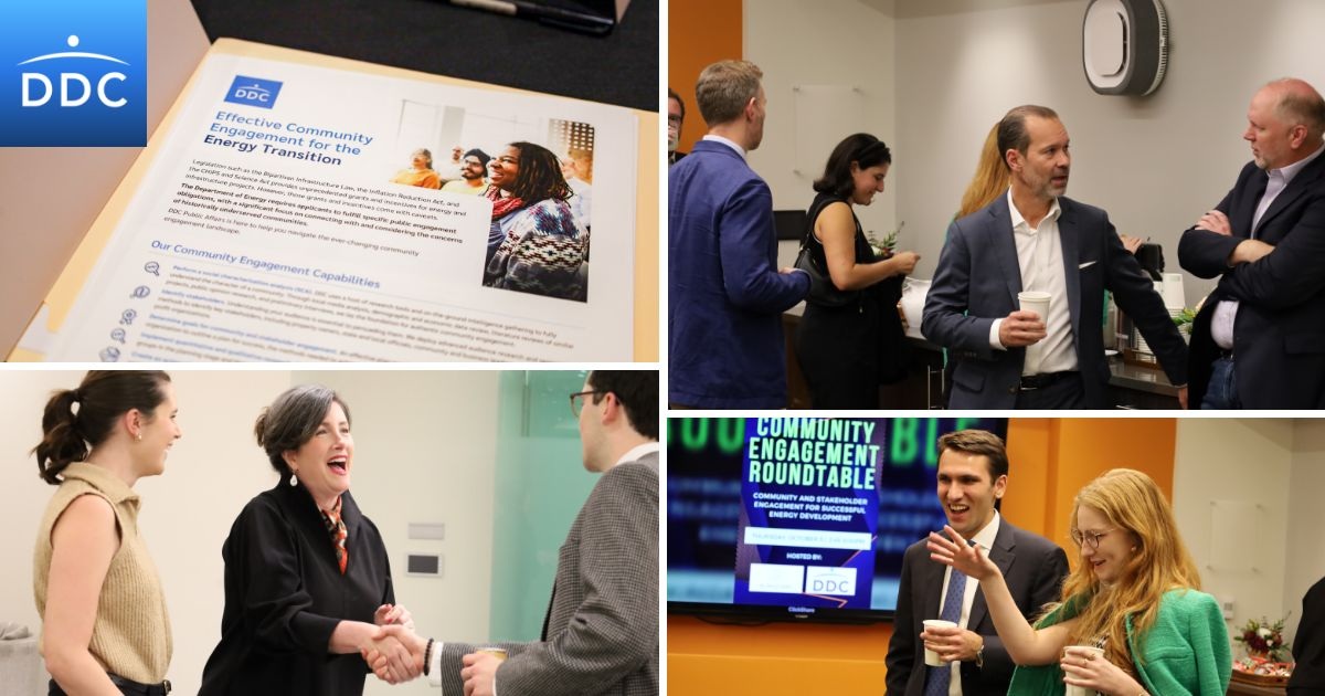 Collage of participants and materials at DDC and C3 Solutions’ energy stakeholder engagement roundtable