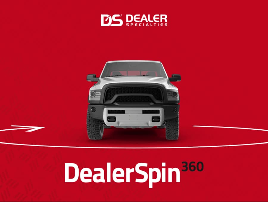 DealerSpin360 promotional image showing a pickup truck on a circular viewing path