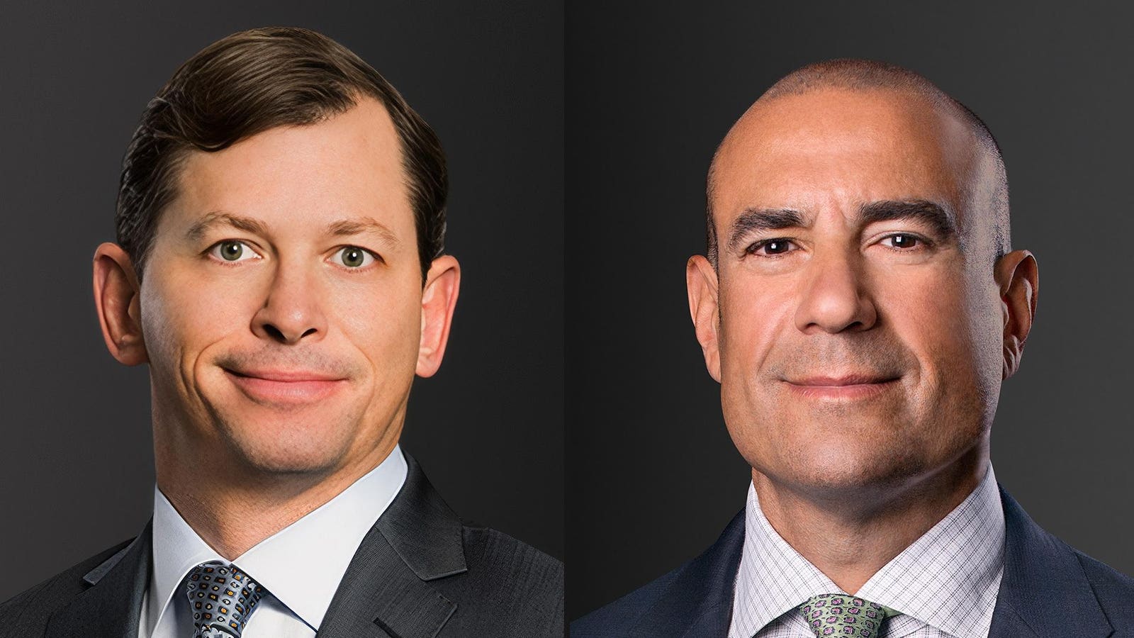GTCR co-CEOs Collin Roche, left, and Dean Mihas, right, in a paired press photograph.