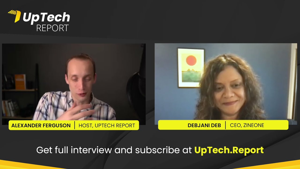 Alexander Ferguson and Debjani Deb in a remote interview, with Deb shown on the right.