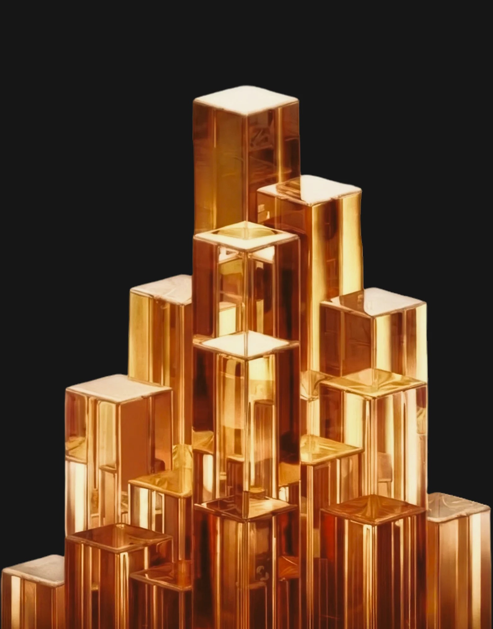 Amber glass towers used in Decera Clinical's visual identity