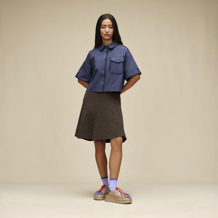 UGG lifestyle footwear with a platform sole and colorful laces