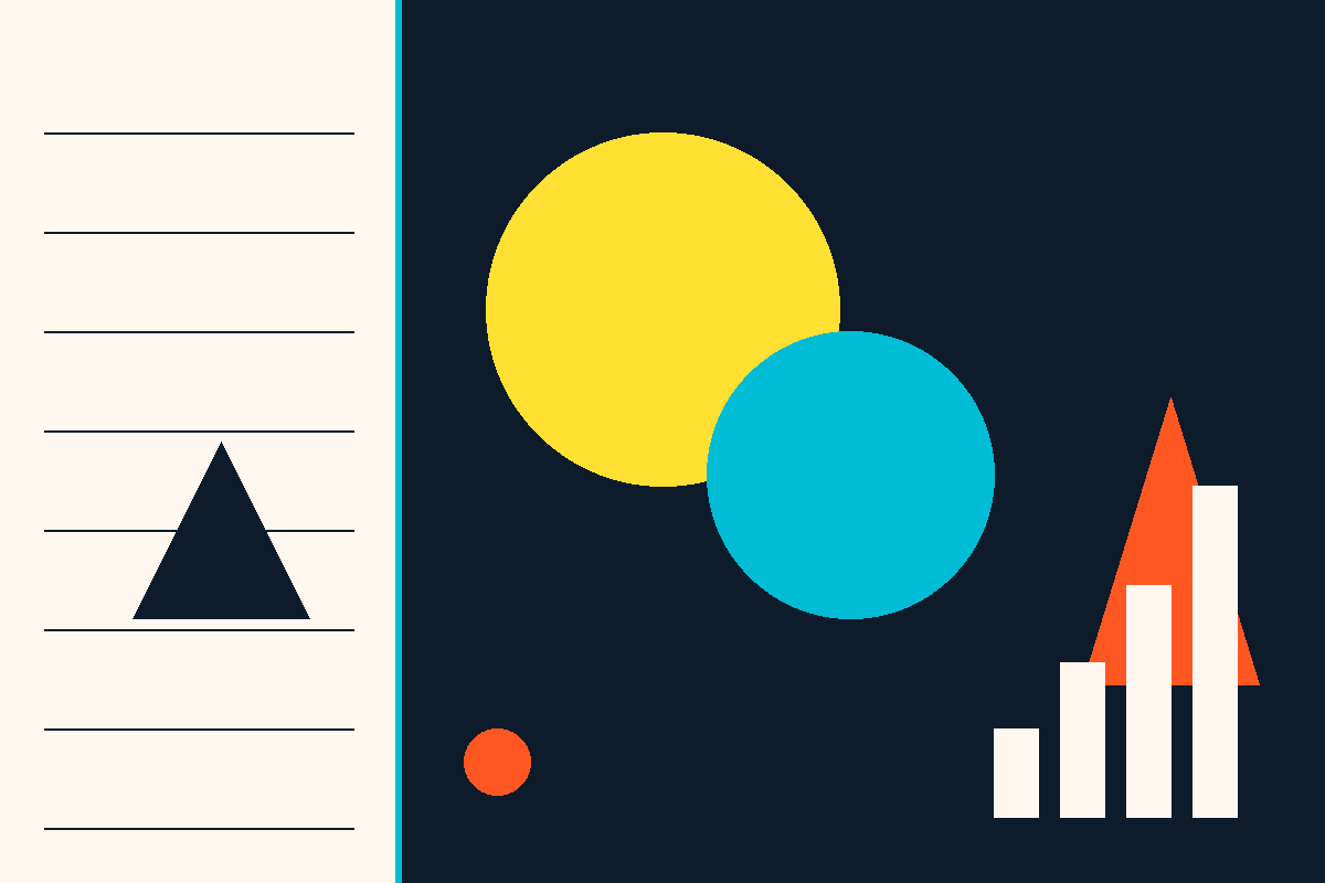 Swiss-style geometric composition in DeepWork Capital's brand colors