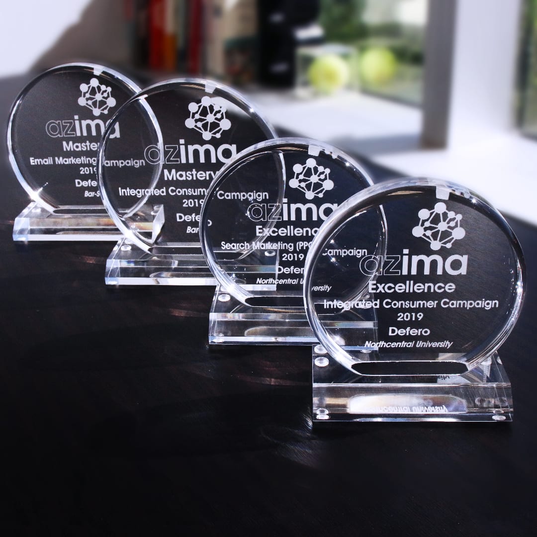 Four glass AZIMA awards won by Defero in 2019