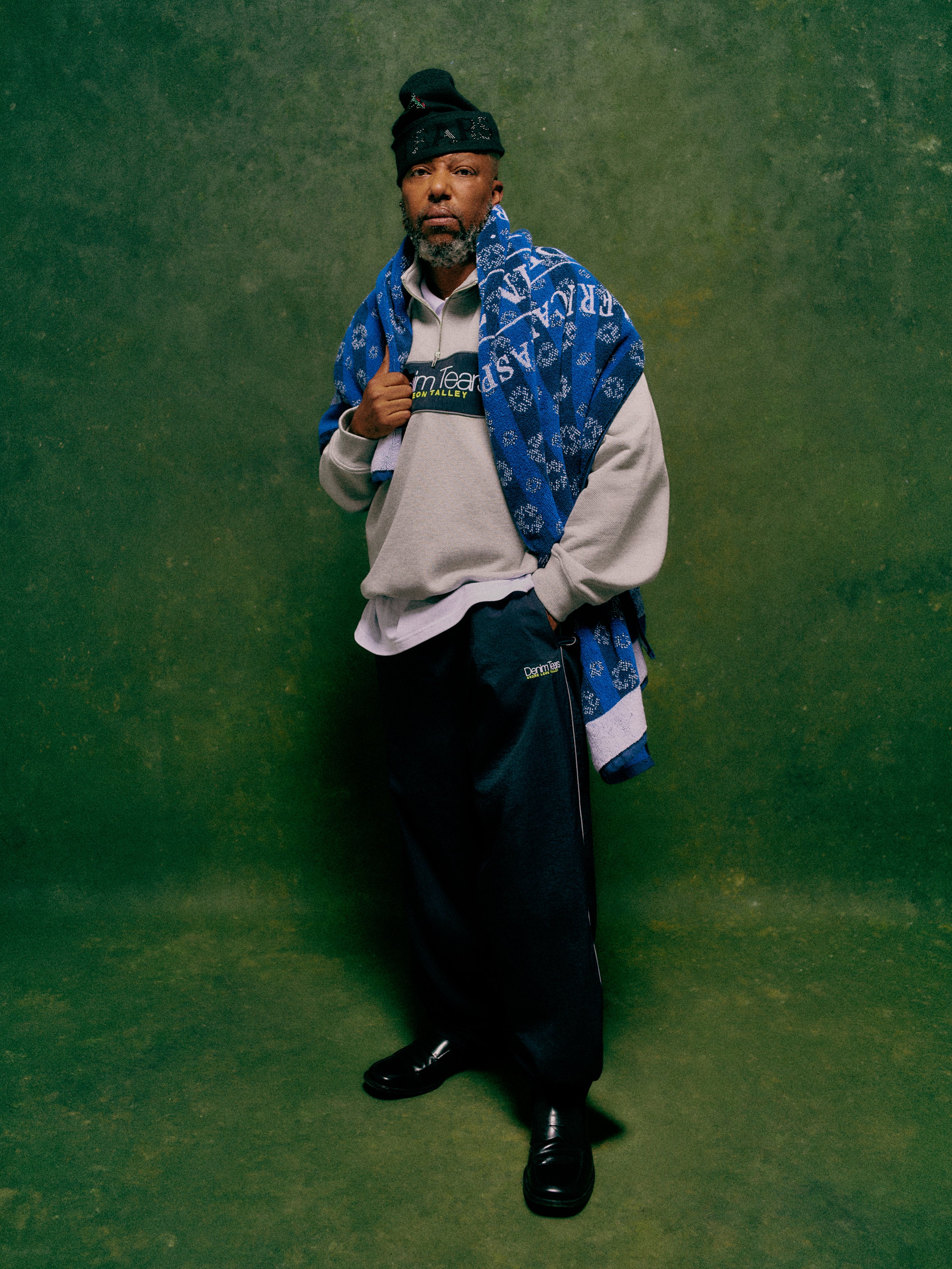 A model wears a look from Denim Tears’ Fall/Winter 2026 collection