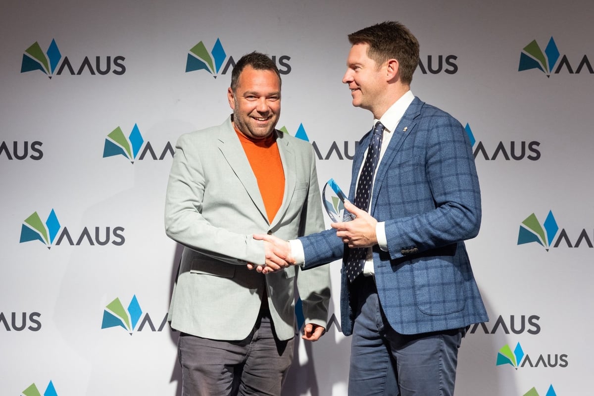 Derek Feebrey at the 2025 Australian Association for Uncrewed Systems awards