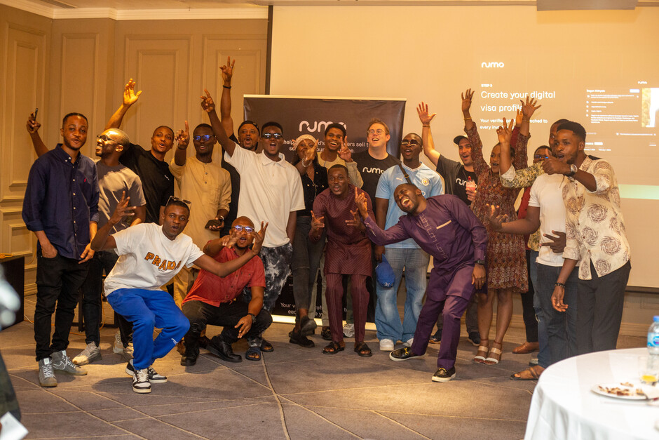 The Numo team and participants celebrating at an onboarding event in Lagos, Nigeria
