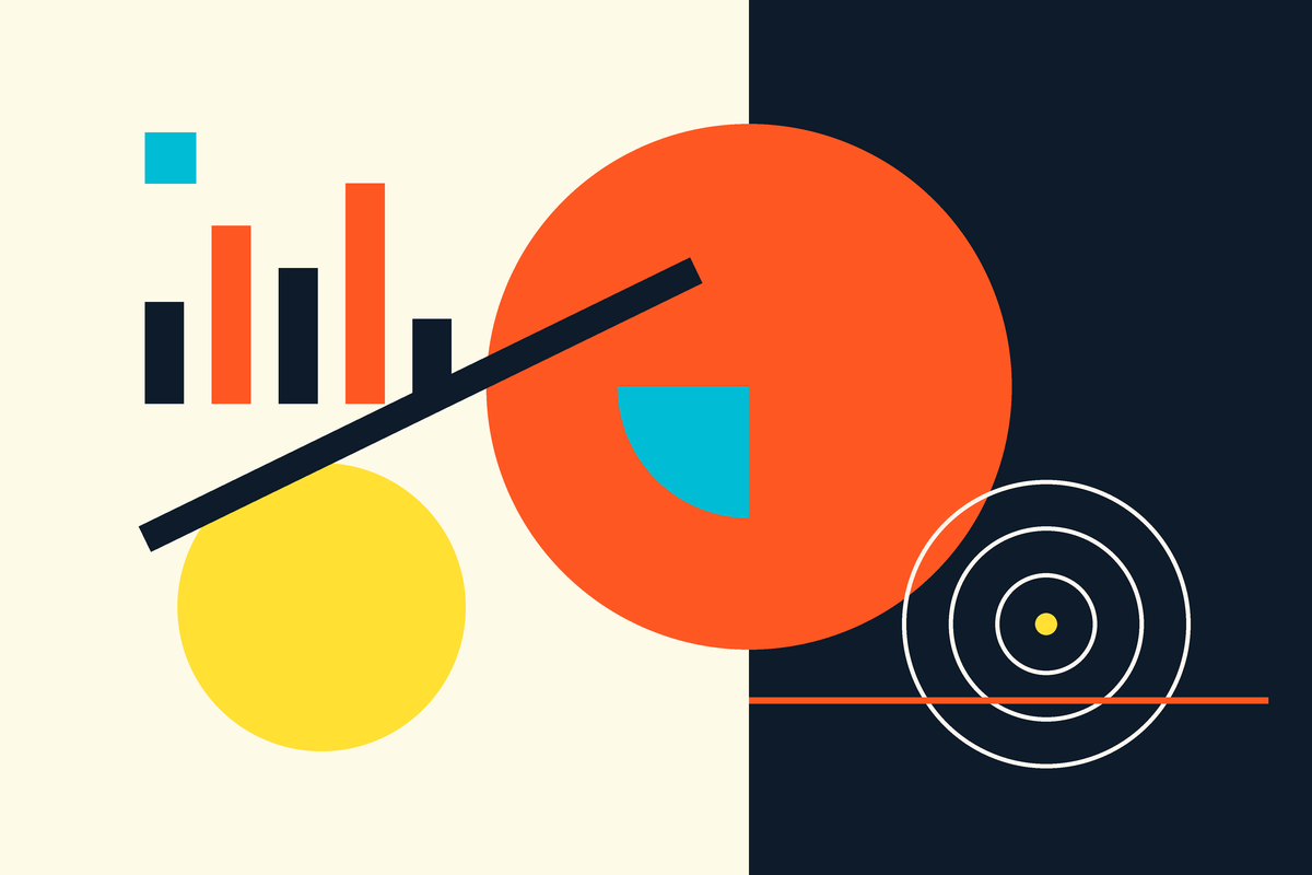 Swiss-style geometric graphic representing Deutsch's blend of data, media and creative