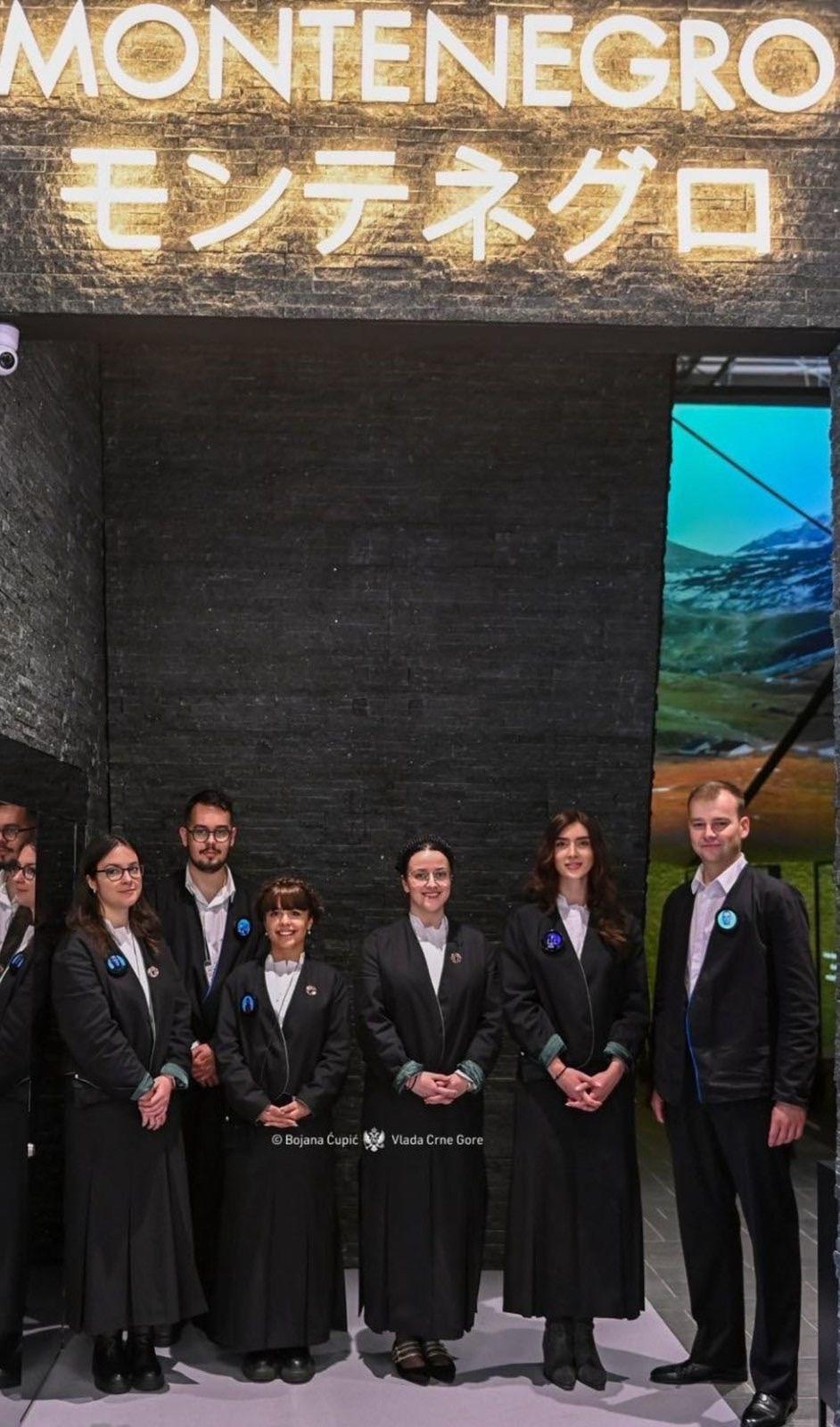 Delegation wearing digital badges at the Montenegro pavilion at Expo 2025 Osaka
