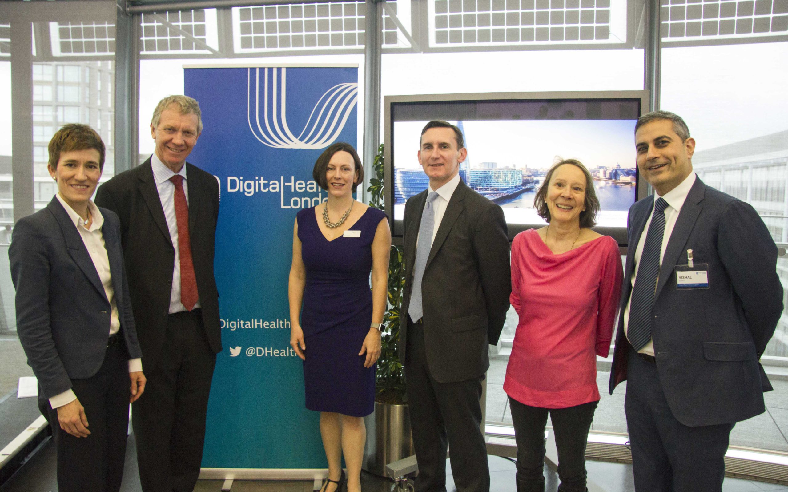 Six speakers pictured together in DigitalHealth.London’s 2016 launch archive