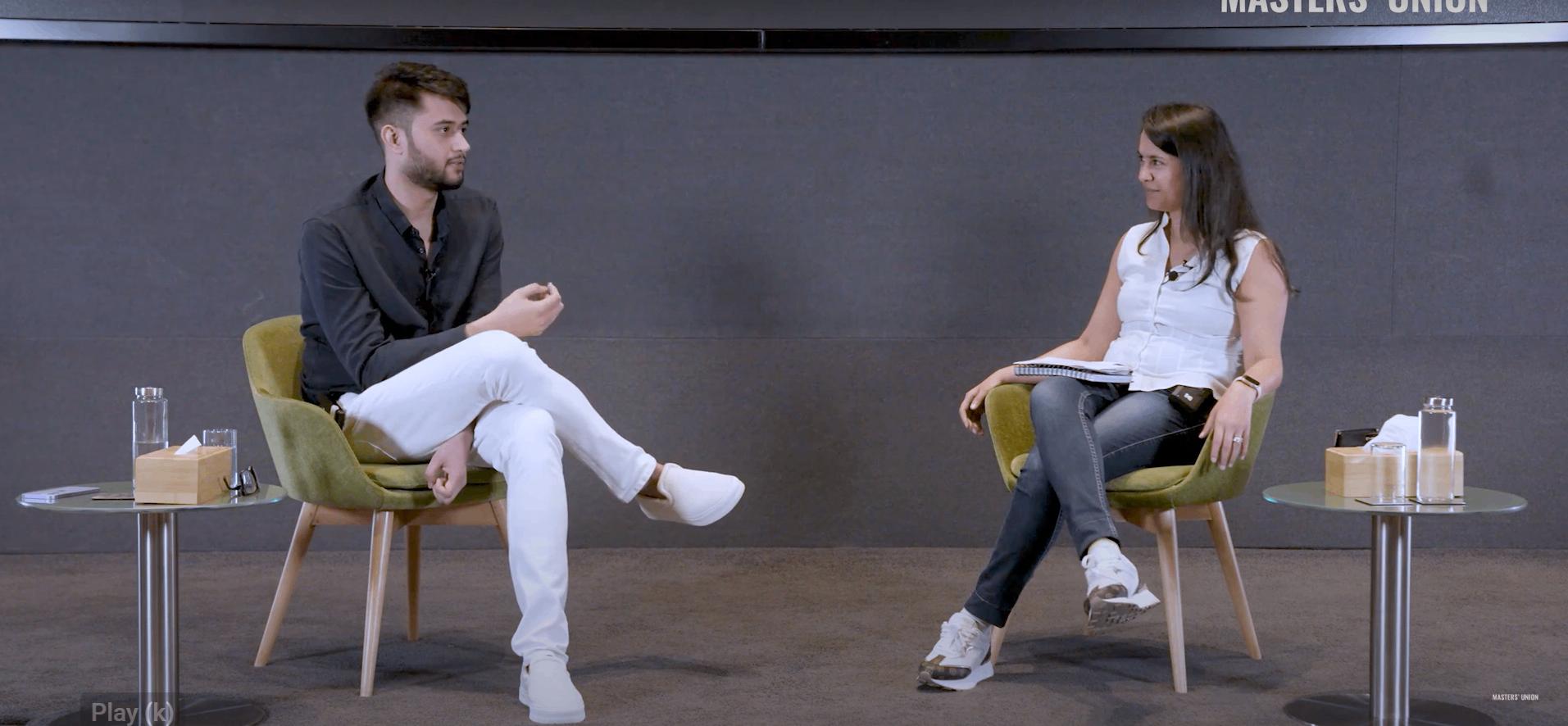 Dilsher Malhi, seated at left, in conversation at Masters’ Union