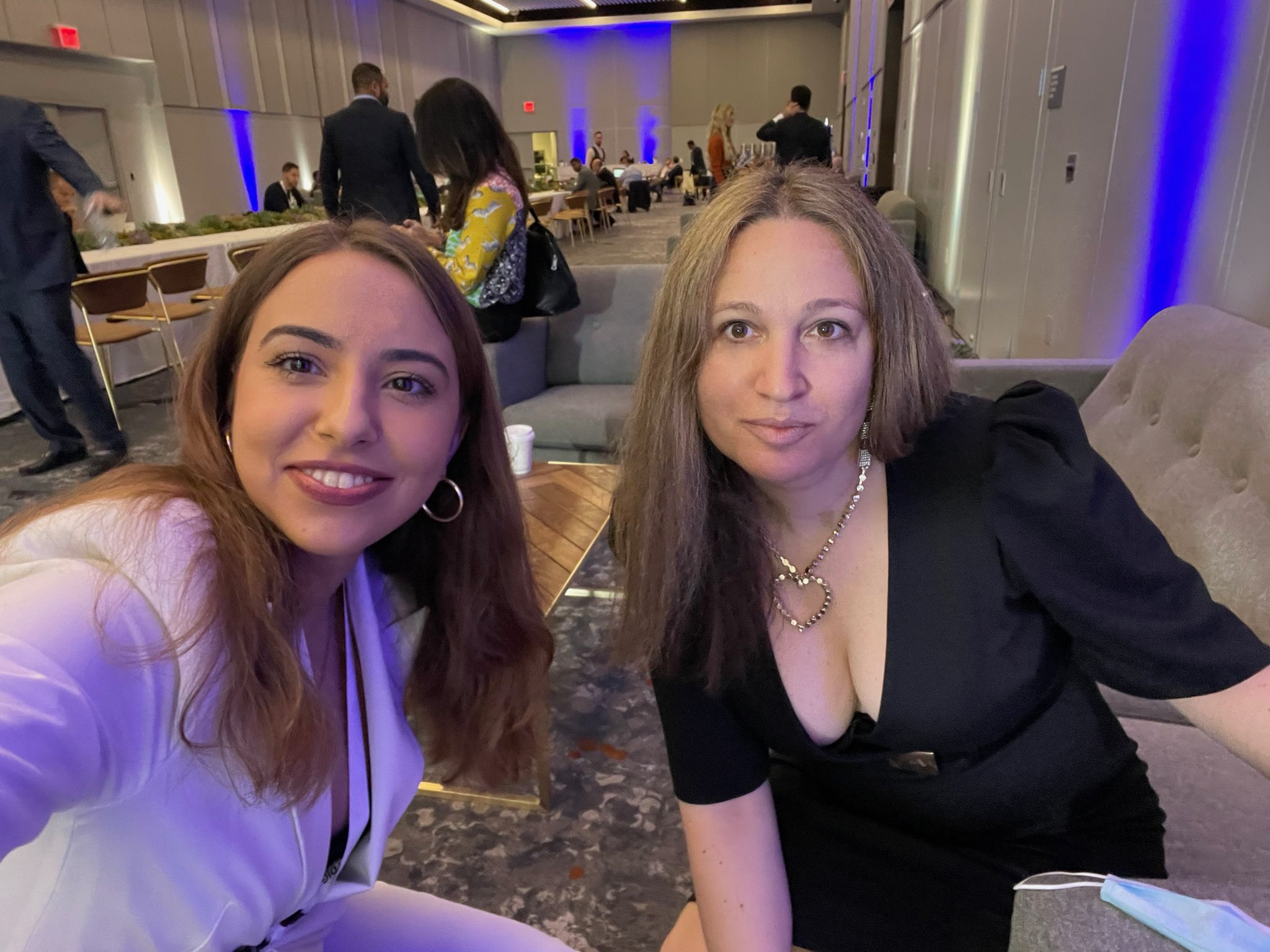 Dina Radenkovic, left, with interviewer Ksenija Pavlovic McAteer in the green room at SALT NY in 2021