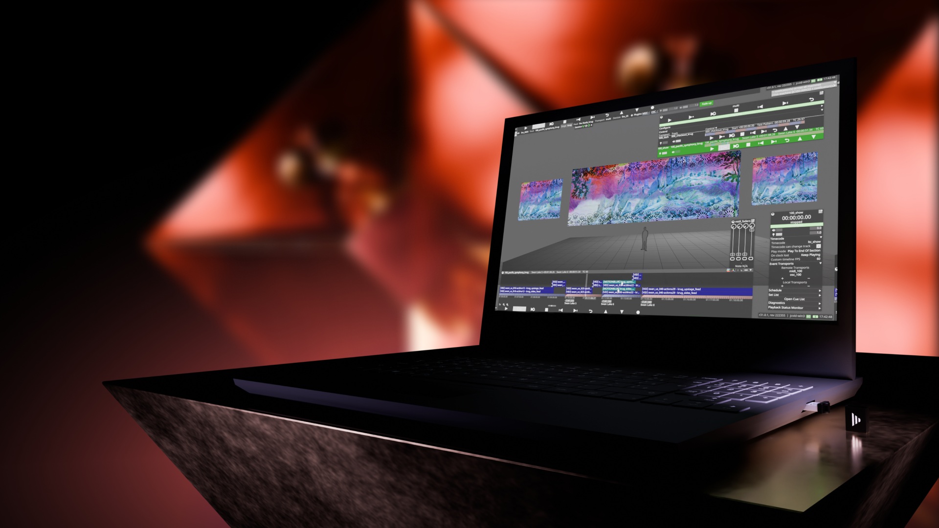 Disguise Designer running on a laptop with an X1 licence key