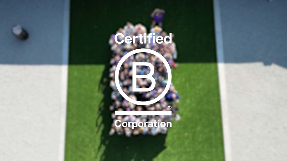 Doe-Anderson employees arranged in the shape of the B Corp letter B
