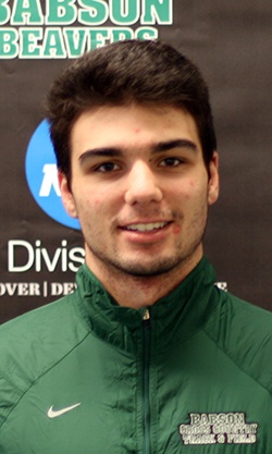 Dominic Esposito in his green Babson athletics jacket in his 2014-15 roster photograph